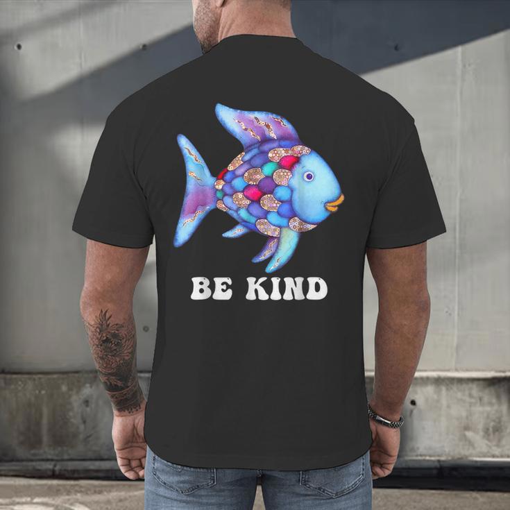 Be Kind Rainbow Fish Teacher Life Teaching Back To School Men's Back Print T-Shirt, gift for family, gift for coworker Be Kind Rainbow Fish Teacher Life Teaching Back To School Men's Back Print T-Shirt, gift for family, gift for coworker