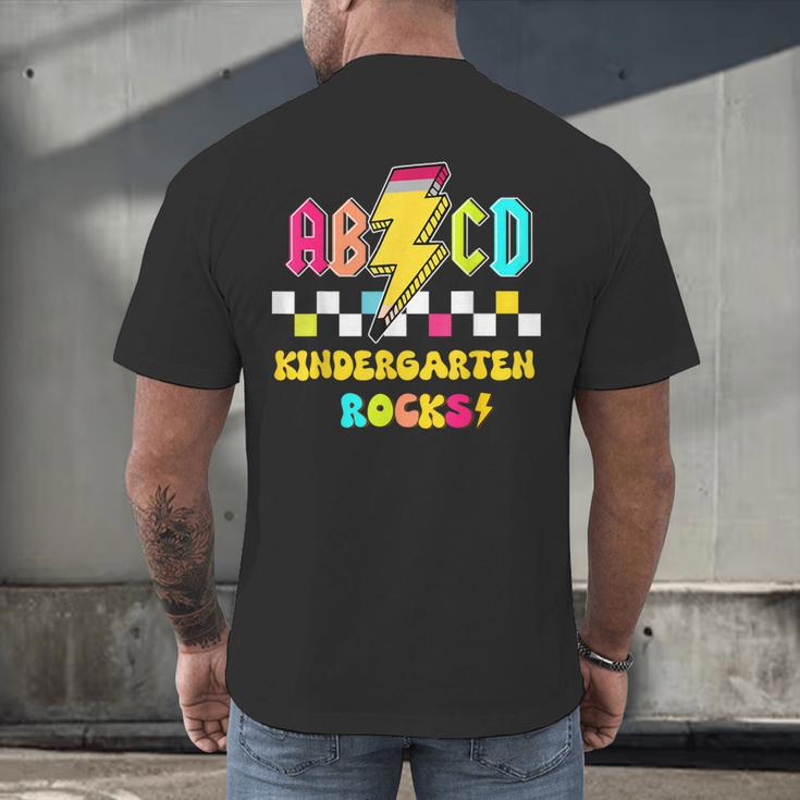 Kindergarten ABCD Rocks Teacher Student Back To School Men's Back Print T-Shirt, gift for family, gift for coworker Kindergarten ABCD Rocks Teacher Student Back To School Men's Back Print T-Shirt, gift for family, gift for coworker