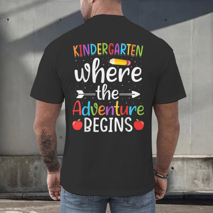 Kindergarten Where The Adventure Begins Shirt Children's Teacher Men's Back Print T-Shirt, gift for family, gift for coworker