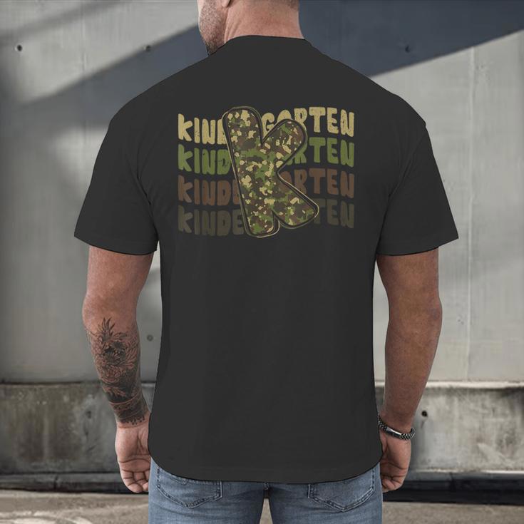 Kindergarten Camo Camouflage Boy Teacher Back To School Men's Back Print T-Shirt, gift for family, gift for coworker Kindergarten Camo Camouflage Boy Teacher Back To School Men's Back Print T-Shirt, gift for family, gift for coworker