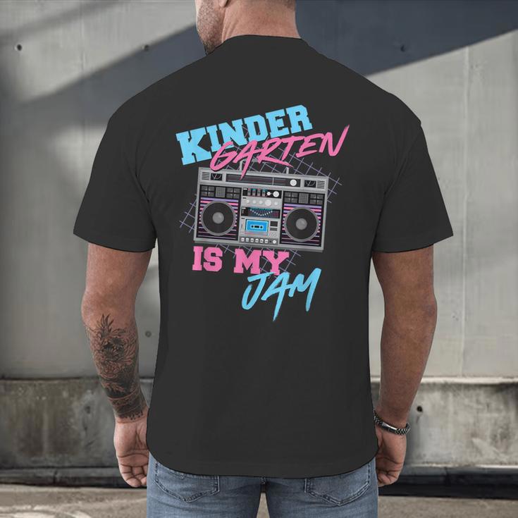 Kindergarten Is My Jam Vintage 80s Boombox Teacher Student Men's Back Print T-Shirt, gift for family, gift for coworker Kindergarten Is My Jam Vintage 80s Boombox Teacher Student Men's Back Print T-Shirt, gift for family, gift for coworker