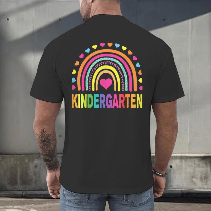 Kindergarten Rainbow Girls Boys Teacher Team Kinder Squad Men's Back Print T-Shirt, gift for family, gift for coworker Kindergarten Rainbow Girls Boys Teacher Team Kinder Squad Men's Back Print T-Shirt, gift for family, gift for coworker