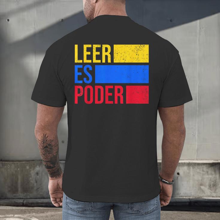 Leer Es Poder Colombian Spanish Teacher Maestra Colombia Men's Back Print T-Shirt, gift for family, gift for coworker Leer Es Poder Colombian Spanish Teacher Maestra Colombia Men's Back Print T-Shirt, gift for family, gift for coworker