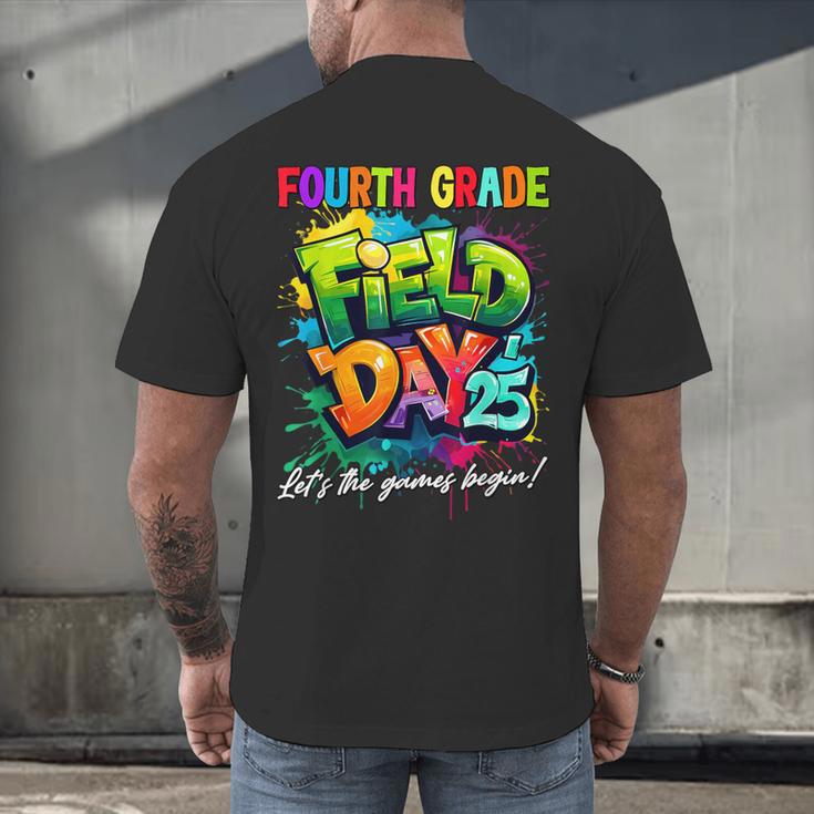 Let The Games Begin Fourth Grade Field Day 2025 Teacher Kid Men's Back Print T-Shirt, gift for family, gift for coworker Let The Games Begin Fourth Grade Field Day 2025 Teacher Kid Men's Back Print T-Shirt, gift for family, gift for coworker