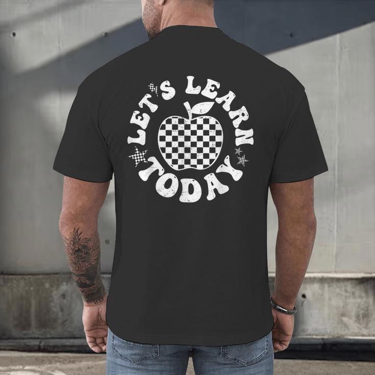 Let's Learn Today Checkered Apple Back To School Teacher Men's Back Print T-Shirt, gift for family, gift for coworker