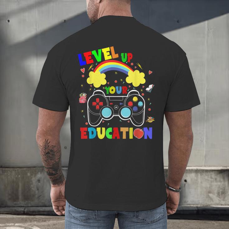 Level Up Your Education Gaming Inspired Teacher Gamers For Men Women Kids Men's Back Print T-Shirt, gift for family, gift for coworker Level Up Your Education Gaming Inspired Teacher Gamers For Men Women Kids Men's Back Print T-Shirt, gift for family, gift for coworker