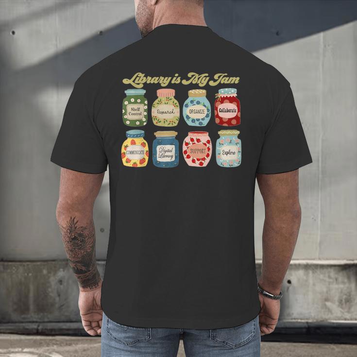 Library Is My Jam Librarian Appreciation Reading Teacher Men's Back Print T-Shirt, gift for family, gift for coworker Library Is My Jam Librarian Appreciation Reading Teacher Men's Back Print T-Shirt, gift for family, gift for coworker