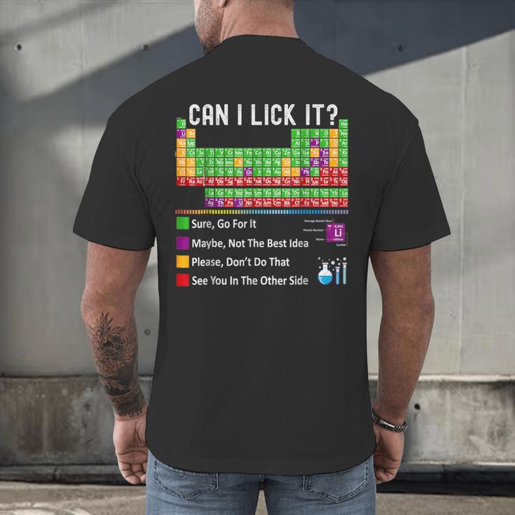 Can I Lick It Periodic Table Chart Science Teacher Cool Meme Men's Back Print T-Shirt, gift for family, gift for coworker Can I Lick It Periodic Table Chart Science Teacher Cool Meme Men's Back Print T-Shirt, gift for family, gift for coworker