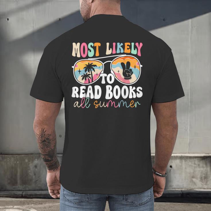 Most Likely To Read Books All Summer Teacher Student Men's Back Print T-Shirt, gift for family, gift for coworker Most Likely To Read Books All Summer Teacher Student Men's Back Print T-Shirt, gift for family, gift for coworker