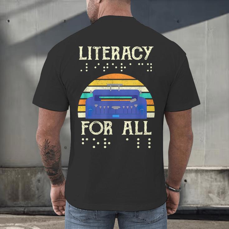 Literacy For All Visually Impaired Braille Teacher The Blind Men's Back Print T-Shirt, gift for family, gift for coworker