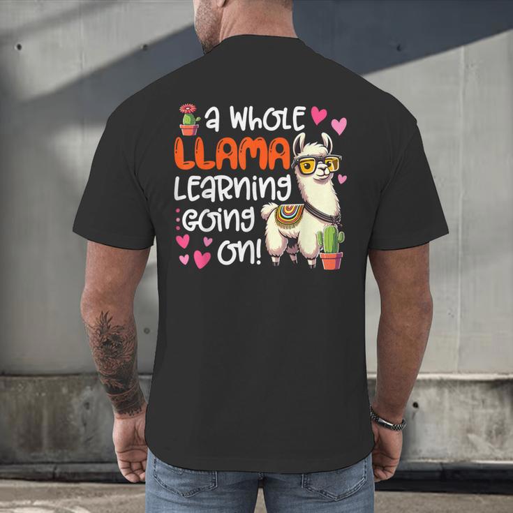 Llama Learning Teachers Students Alpaca Lover Back To School Men's Back Print T-Shirt, gift for family, gift for coworker Llama Learning Teachers Students Alpaca Lover Back To School Men's Back Print T-Shirt, gift for family, gift for coworker