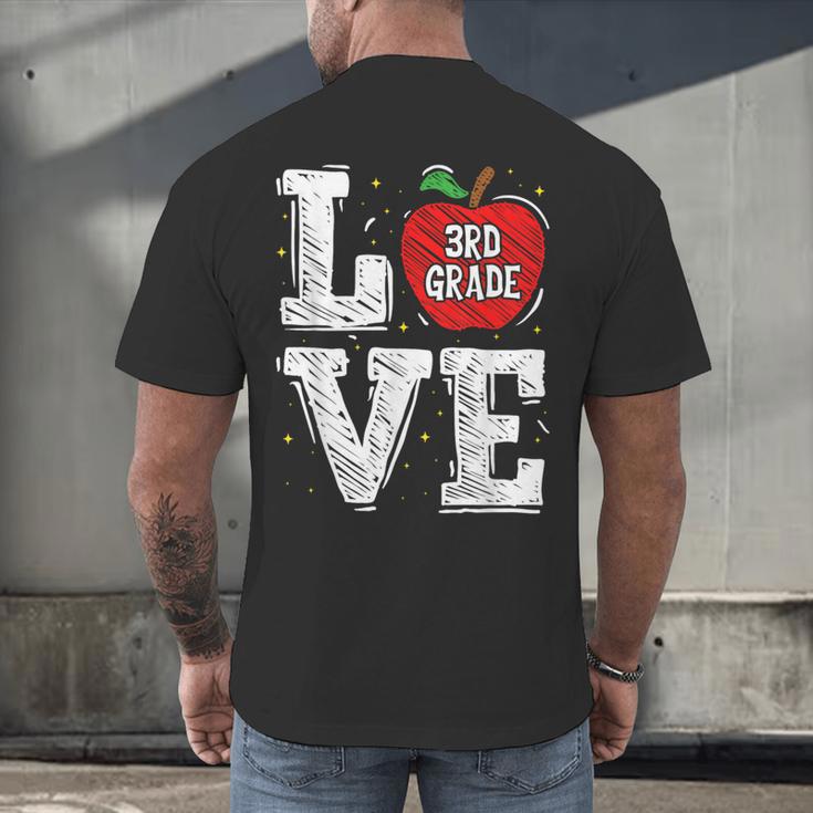 LOVE Apple 3rd Grade Teacher Student School Men's Back Print T-Shirt, gift for family, gift for coworker LOVE Apple 3rd Grade Teacher Student School Men's Back Print T-Shirt, gift for family, gift for coworker
