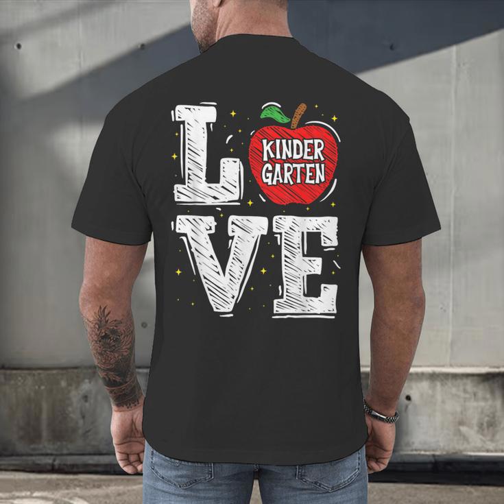 LOVE Kindergarten Teacher Student School Apple Men's Back Print T-Shirt, gift for family, gift for coworker LOVE Kindergarten Teacher Student School Apple Men's Back Print T-Shirt, gift for family, gift for coworker