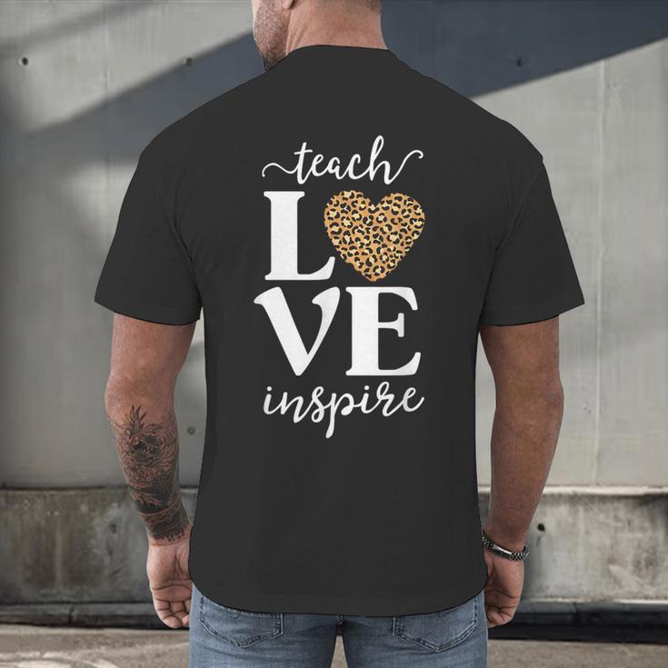 Love Leopard Print Teacher Cheetah School Inspire Teach Men's Back Print T-Shirt, gift for family, gift for coworker