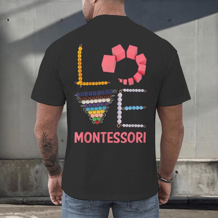 Love Montessori Education Math Teacher Men's Back Print T-Shirt, gift for family, gift for coworker Love Montessori Education Math Teacher Men's Back Print T-Shirt, gift for family, gift for coworker