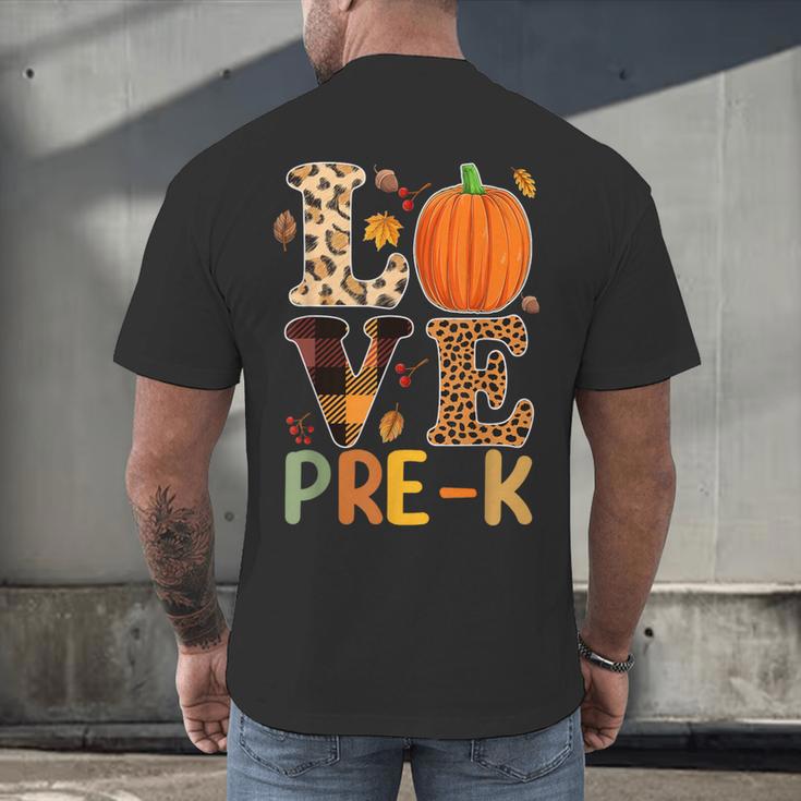 Love Pre-k Teacher Shirts Autumn Fall Pumpkin Fall Leopard Men's Back Print T-Shirt, gift for family, gift for coworker Love Pre-k Teacher Shirts Autumn Fall Pumpkin Fall Leopard Men's Back Print T-Shirt, gift for family, gift for coworker