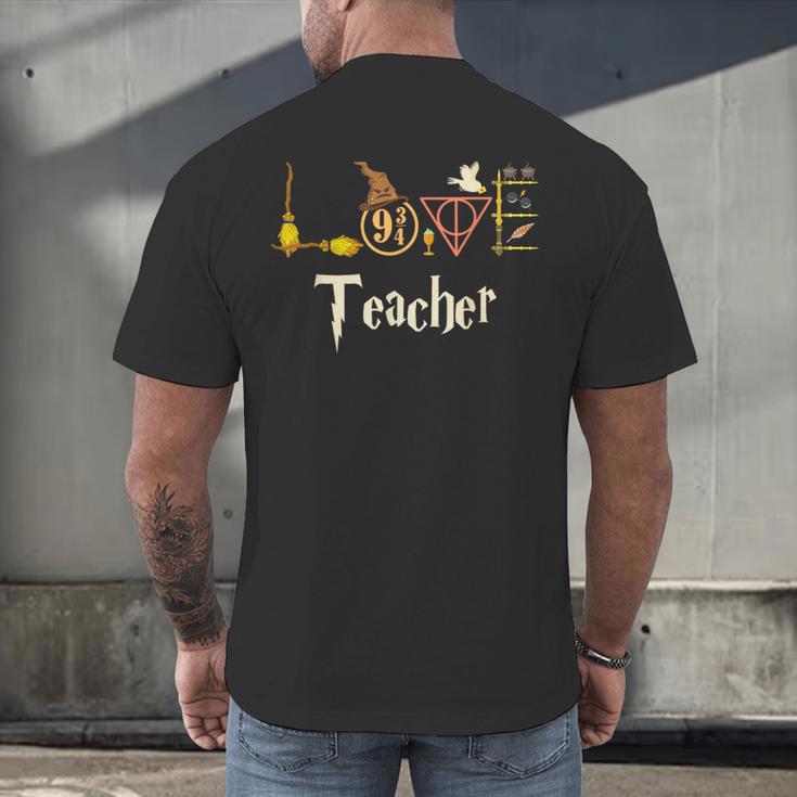 Love Teacher Wizards Back To School Halloween Men's Back Print T-Shirt, gift for family, gift for coworker Love Teacher Wizards Back To School Halloween Men's Back Print T-Shirt, gift for family, gift for coworker