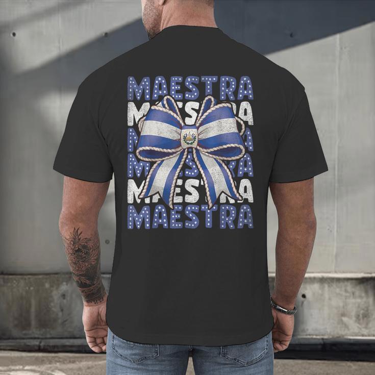 Maestra El Salvador Coquette Bow Hispanic Spanish Teacher Men's Back Print T-Shirt, gift for family, gift for coworker
