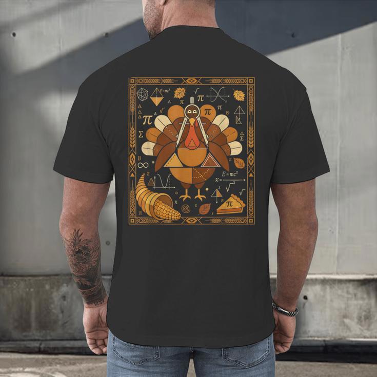 Math Turkey Teacher Thanksgiving Geometric Pi Equation Men's Back Print T-Shirt, gift for family, gift for coworker