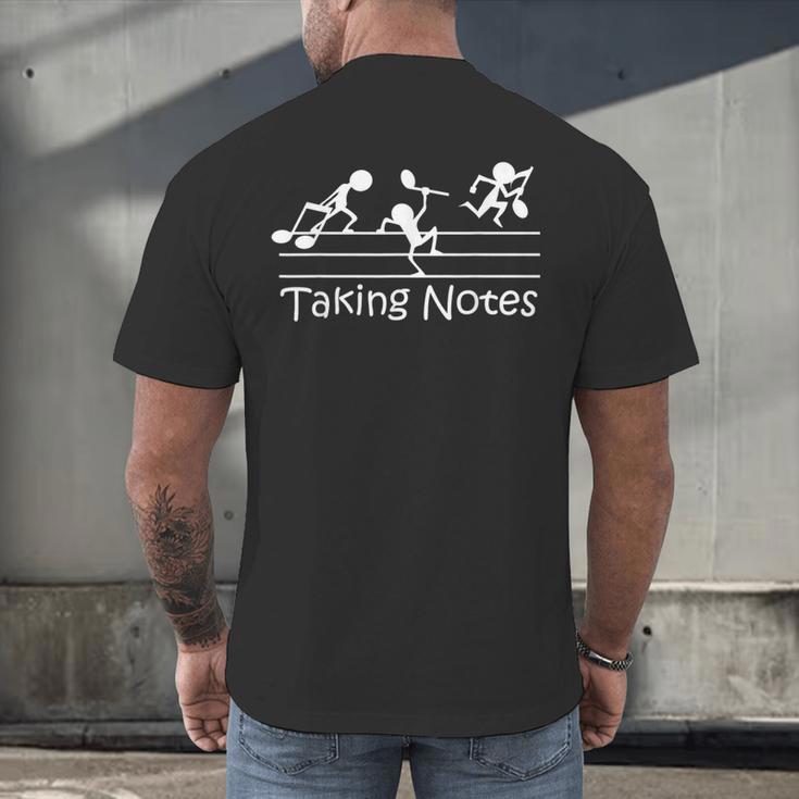 Melodic Humor Musician’s Playful Collection Musical Taking Notes Music Lovers Vintage Teachers Men's Back Print T-Shirt, gift for family, gift for coworker