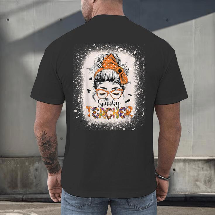 Messy Bun Spooky Teacher Bleached Halloween Teachers Men's Back Print T-Shirt, gift for family, gift for coworker