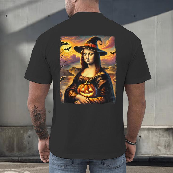 Mona Lisa Pumpkin Halloween Art Teacher Witchy Women Kids Men's Back Print T-Shirt, gift for family, gift for coworker Mona Lisa Pumpkin Halloween Art Teacher Witchy Women Kids Men's Back Print T-Shirt, gift for family, gift for coworker