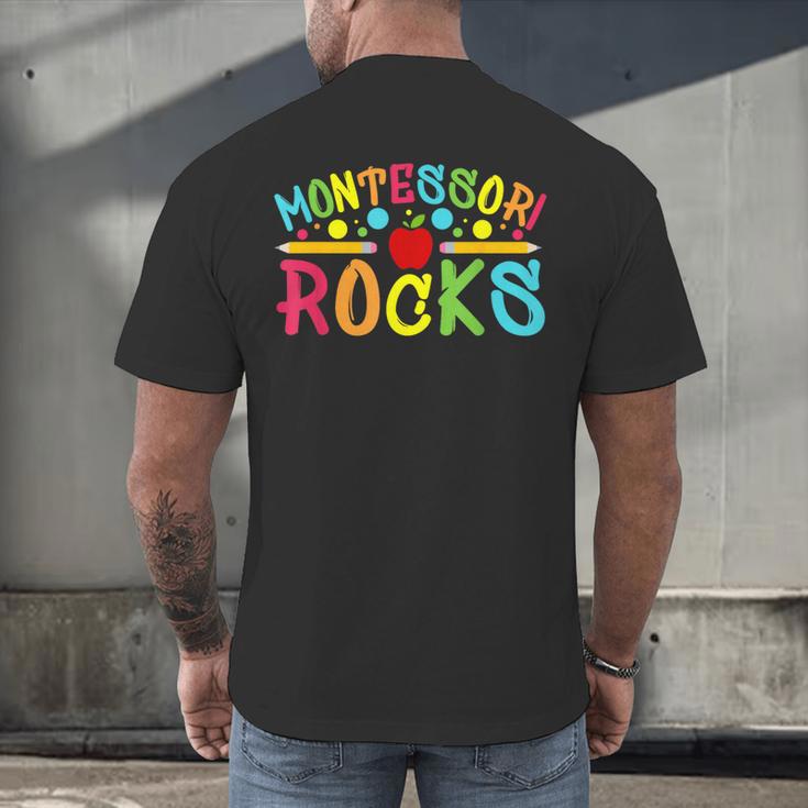 Montessori Rocks Montessori Teacher Back To School Men's Back Print T-Shirt, gift for family, gift for coworker Montessori Rocks Montessori Teacher Back To School Men's Back Print T-Shirt, gift for family, gift for coworker
