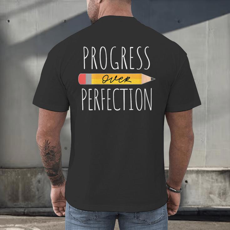 Motivational Progress Over Perfection Back To School Teacher Men's Back Print T-Shirt, gift for family, gift for coworker Motivational Progress Over Perfection Back To School Teacher Men's Back Print T-Shirt, gift for family, gift for coworker