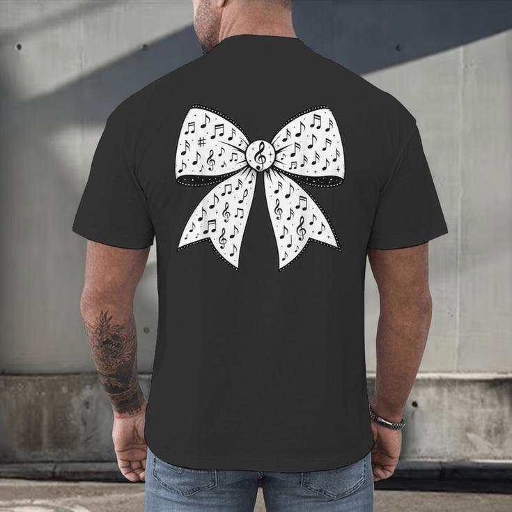 Music Notes Coquette Bow Music Teacher School Musician Band Men's Back Print T-Shirt, gift for family, gift for coworker Music Notes Coquette Bow Music Teacher School Musician Band Men's Back Print T-Shirt, gift for family, gift for coworker