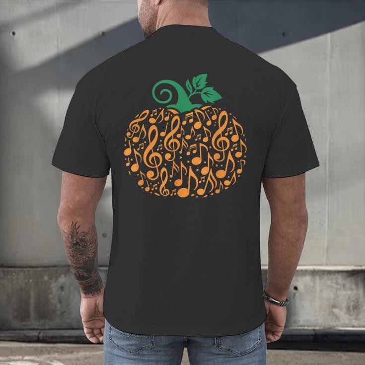 Music Notes Pumpkin Music Teacher Halloween Men's Back Print T-Shirt, gift for family, gift for coworker
