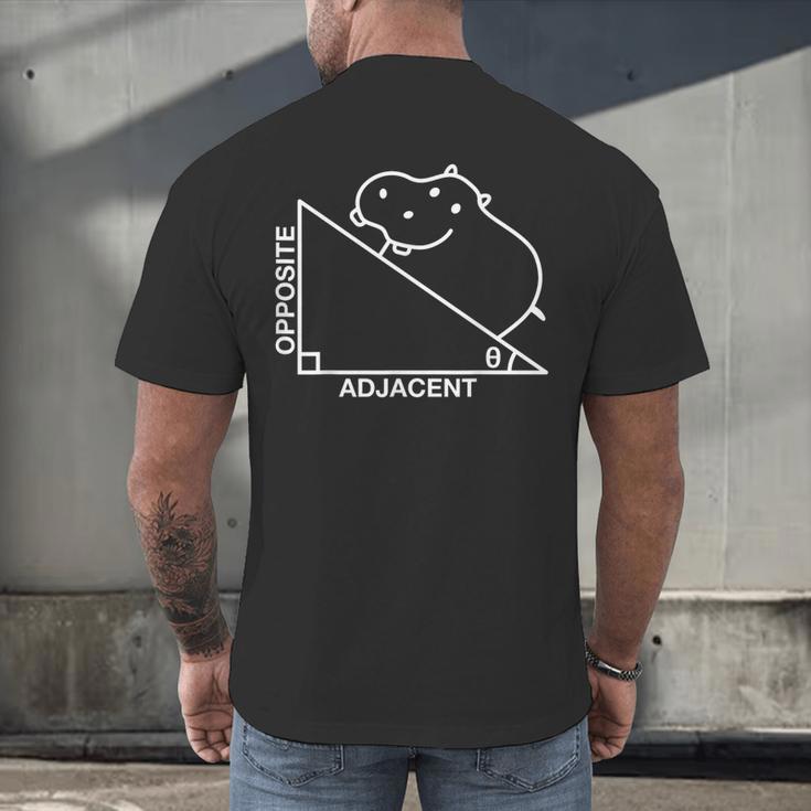Nerdy Hippotenuse Hypotenuse Hippopotamus Math Teacher Men's Back Print T-Shirt, gift for family, gift for coworker