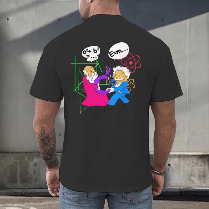 Nerdy Pythagoras Fighting Over C Squared Math Teacher Men's Back Print T-Shirt, gift for family, gift for coworker Nerdy Pythagoras Fighting Over C Squared Math Teacher Men's Back Print T-Shirt, gift for family, gift for coworker
