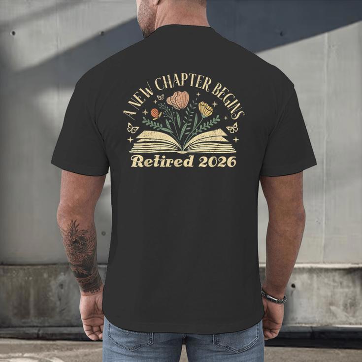 A New Chapter Begins Retired 2026 Teacher Retirement Men's Back Print T-Shirt, gift for family, gift for coworker