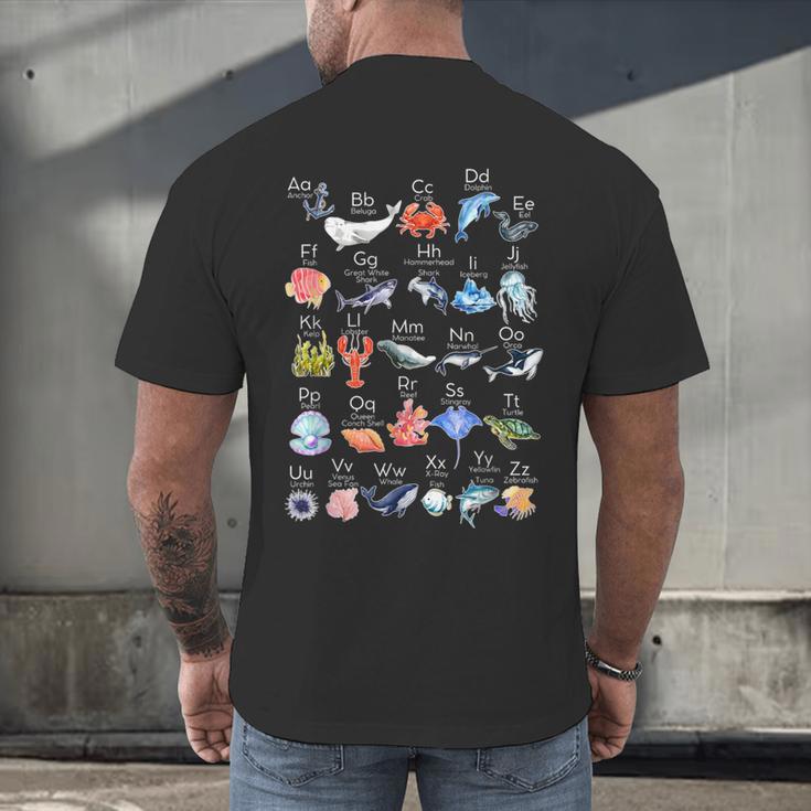 Ocean Animals Alphabet Cute Sea Life ABC Marine Kids Teacher Men's Back Print T-Shirt, gift for family, gift for coworker Ocean Animals Alphabet Cute Sea Life ABC Marine Kids Teacher Men's Back Print T-Shirt, gift for family, gift for coworker
