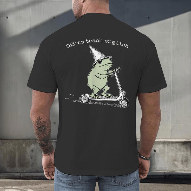 Off To Teach English Scooter Frog ESL Teacher Literature Men's Back Print T-Shirt, gift for family, gift for coworker Off To Teach English Scooter Frog ESL Teacher Literature Men's Back Print T-Shirt, gift for family, gift for coworker