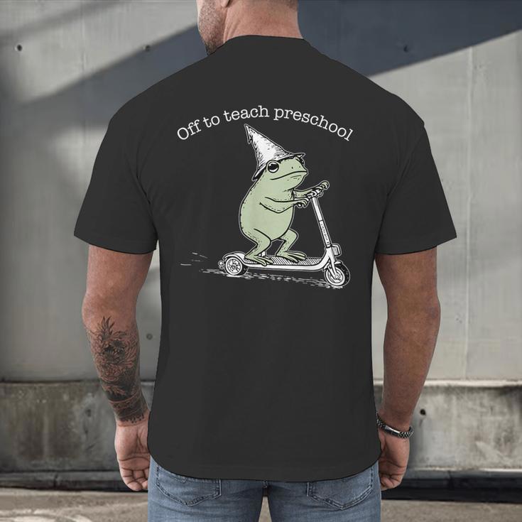 Off To Teach Preschool Pre-K Teacher Back To School Frog Men's Back Print T-Shirt, gift for family, gift for coworker Off To Teach Preschool Pre-K Teacher Back To School Frog Men's Back Print T-Shirt, gift for family, gift for coworker