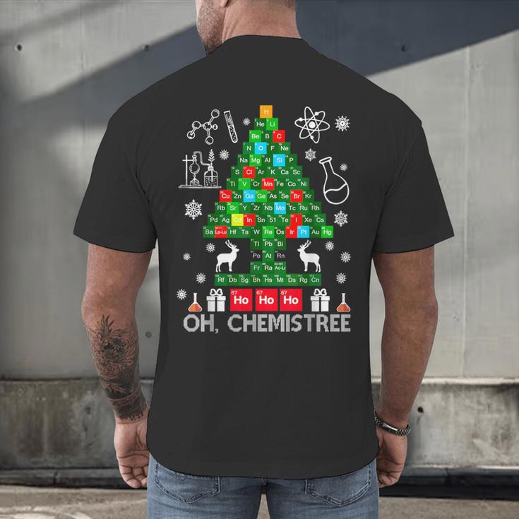 Oh Chemistree Scientist Chemical Christmas Xmas Teacher Men's Back Print T-Shirt, gift for family, gift for coworker