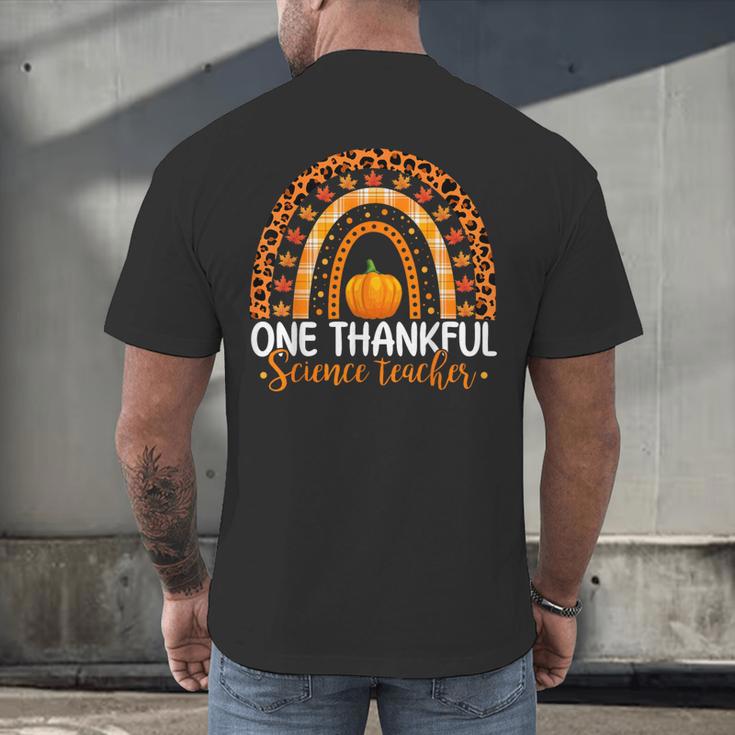 One Thankful Science Teacher Rainbow Boho Fall Thanksgiving Men's Back Print T-Shirt, gift for family, gift for coworker One Thankful Science Teacher Rainbow Boho Fall Thanksgiving Men's Back Print T-Shirt, gift for family, gift for coworker