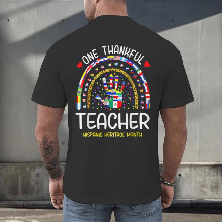 One Thankful Teacher Hispanic Heritage Month Countries Flags Men's Back Print T-Shirt, gift for family, gift for coworker One Thankful Teacher Hispanic Heritage Month Countries Flags Men's Back Print T-Shirt, gift for family, gift for coworker