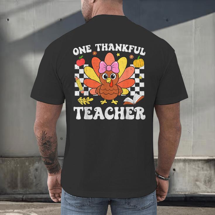 One Thankful Teacher Turkey Thanksgiving Teaching Men's Back Print T-Shirt, gift for family, gift for coworker