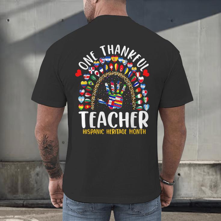 Hispanic Heritage Month One Thankful Teacher Rainbow Men's Back Print T-Shirt, gift for family, gift for coworker
