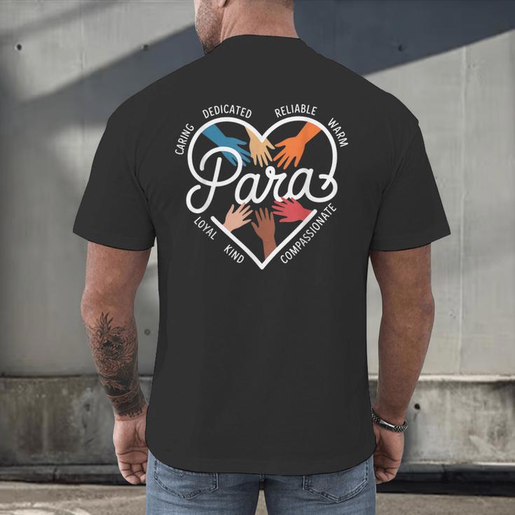 Para Heart Paraprofessional Teacher Paraeducator Men's Back Print T-Shirt, gift for family, gift for coworker Para Heart Paraprofessional Teacher Paraeducator Men's Back Print T-Shirt, gift for family, gift for coworker