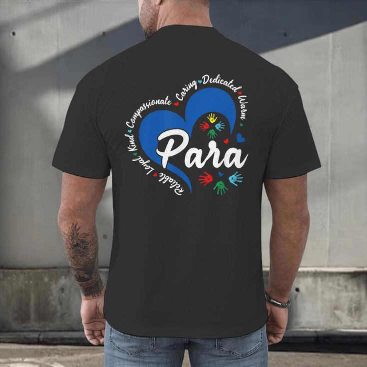 Para Heart Teacher Paraprofessional School Appreciation Men's Back Print T-Shirt, gift for family, gift for coworker Para Heart Teacher Paraprofessional School Appreciation Men's Back Print T-Shirt, gift for family, gift for coworker