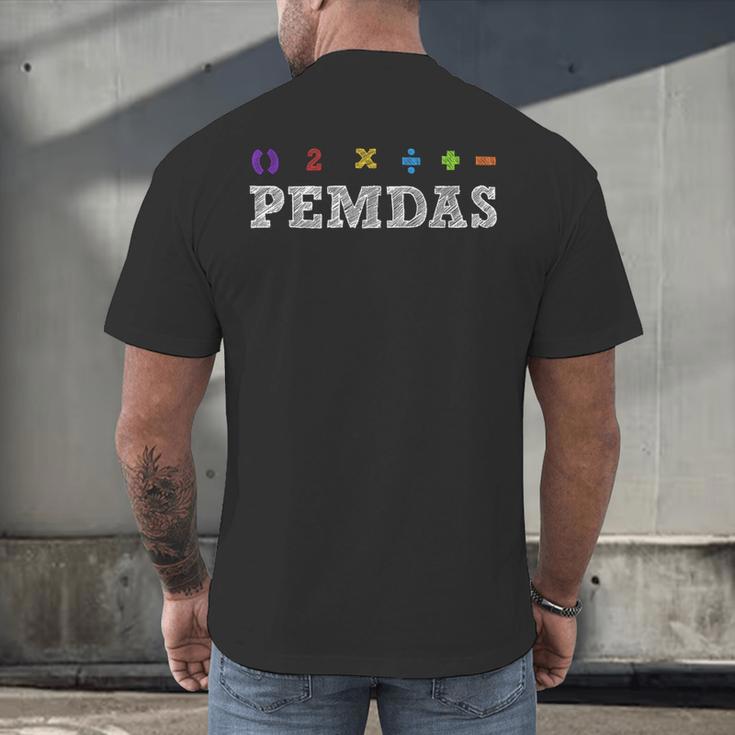 PEMDAS Please Excuse My Dear Aunt Sally Math Rules Teacher Men's Back Print T-Shirt, gift for family, gift for coworker