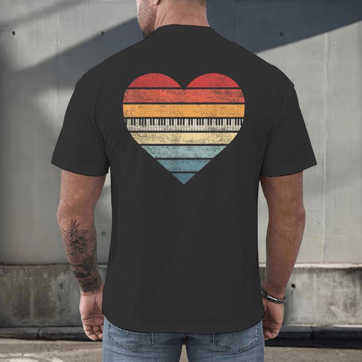 Pianist Retro Sunset Piano Keyboard Player Teacher Men's Back Print T-Shirt, gift for family, gift for coworker