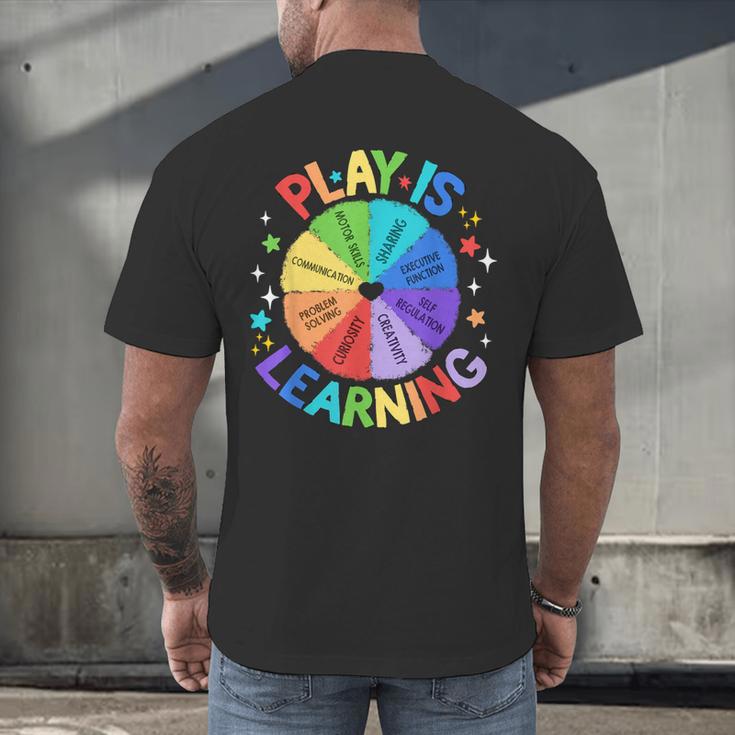 Play Is Learning Teacher Kindergarten For Men Women Kids Men's Back Print T-Shirt, gift for family, gift for coworker Play Is Learning Teacher Kindergarten For Men Women Kids Men's Back Print T-Shirt, gift for family, gift for coworker