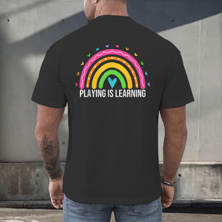 Playing Is Learning Early Childhood Education ECE Teacher Men's Back Print T-Shirt, gift for family, gift for coworker Playing Is Learning Early Childhood Education ECE Teacher Men's Back Print T-Shirt, gift for family, gift for coworker