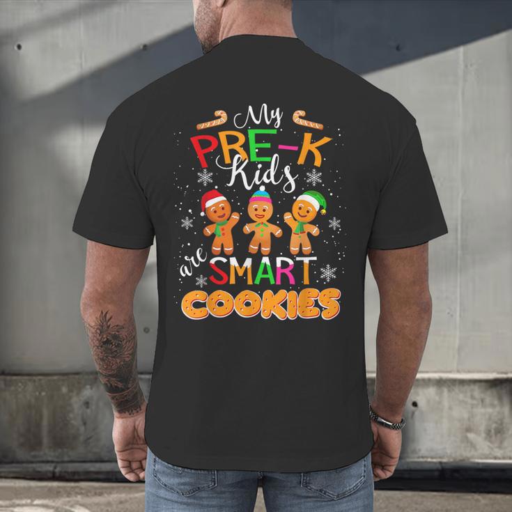 My Pre-K Kids Are Smart Cookies Christmas Teacher Men's Back Print T-Shirt, gift for family, gift for coworker