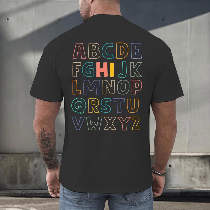 Pre K Kindergarten Hi Alphabet Back To School Teachers Men Women Girls Kids Men's Back Print T-Shirt, gift for family, gift for coworker