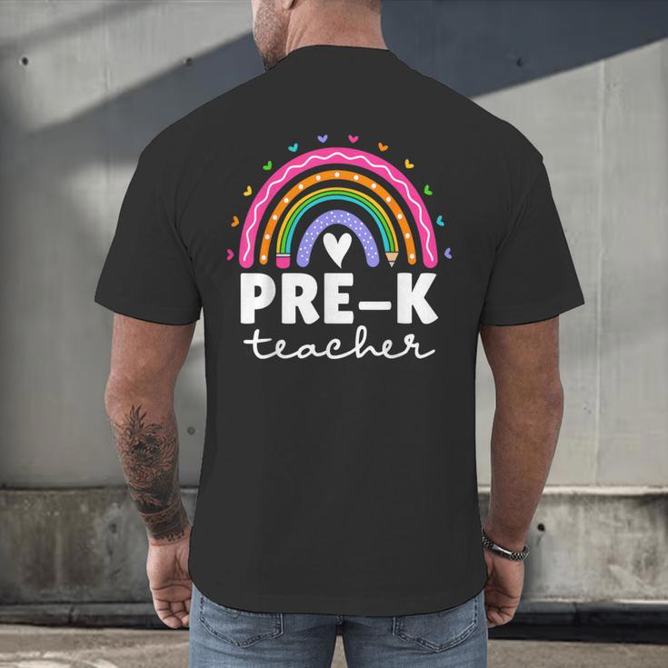 Pre-K Teacher Cute Pre Kindergarten For Teachers Rainbow For Men Women Kids Men's Back Print T-Shirt, gift for family, gift for coworker